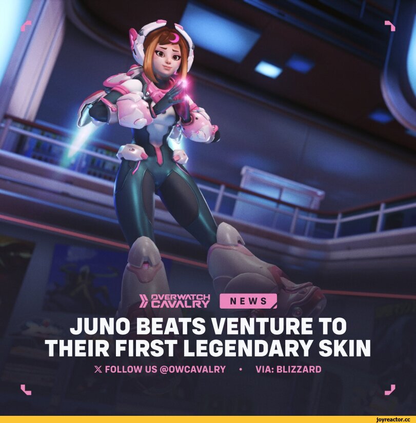 ﻿X FOLLOW US @OWCAVALRY • VIA: BLIZZARD JUNO BEATS VENTURE TO THEIR FIRST LEGENDARY SKIN